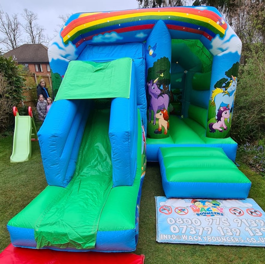 Unicorn Bounce And Slide Bouncy Castle With Air Juggler Ball Pond