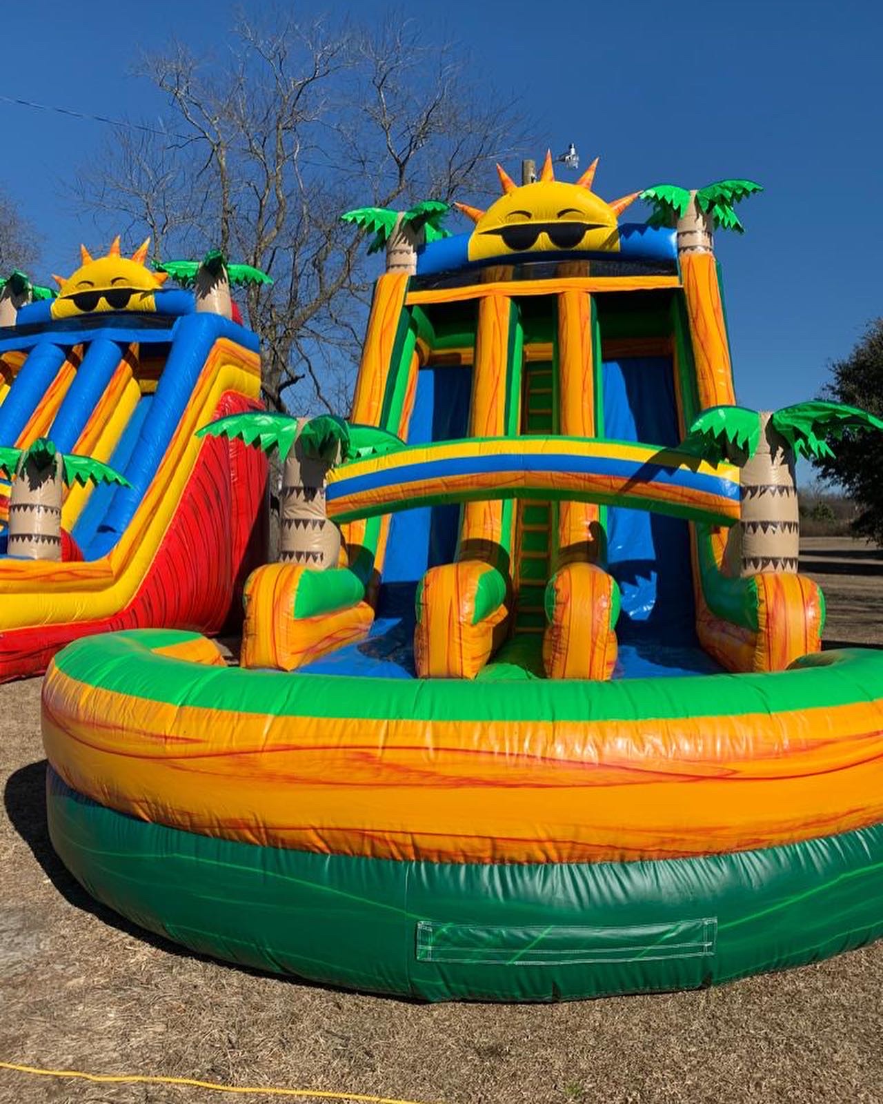 20ft yellow double water slide Best Party Rentals service in