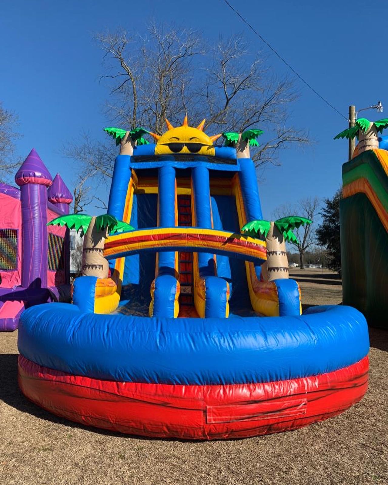 20ft red double water slide Best Party Rentals service in Albertson