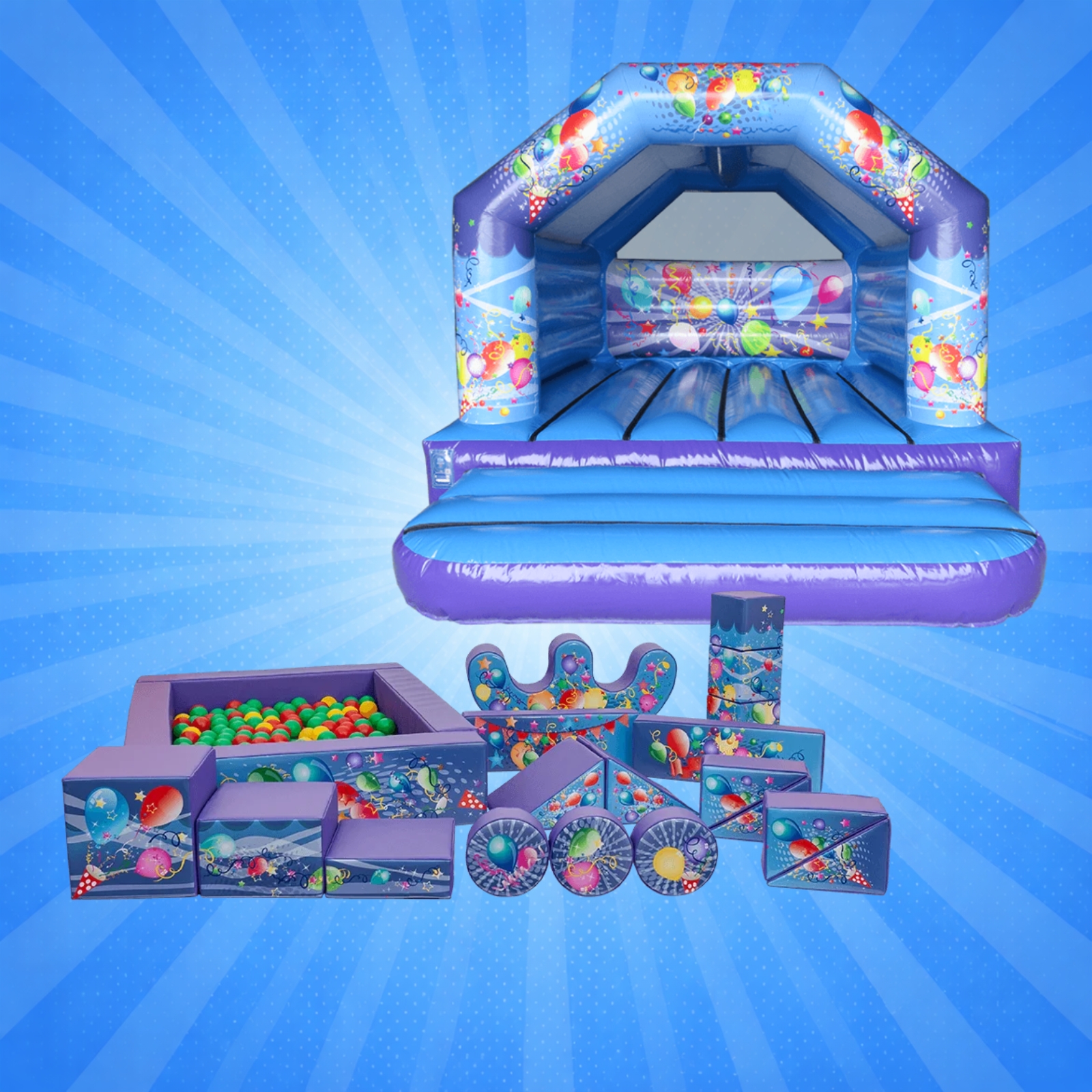 Balloon Themed Bouncy Castle & Soft Play Package Hire Wakefield