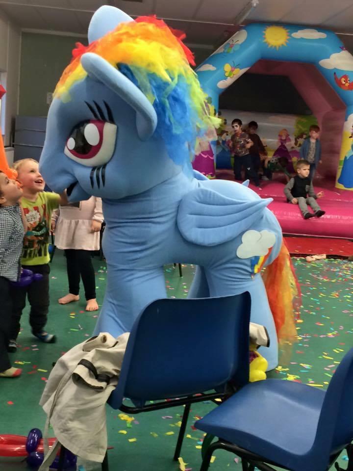 My little pony rainbow dash mascot, bouncy castle hire 