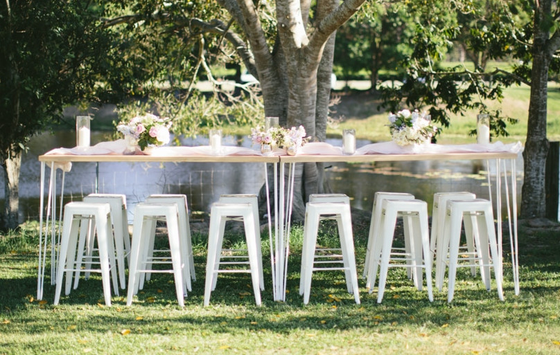 Party Table Stool Metal Bar Stool White - Party Hire in Gold Coast | Paradise Party ...