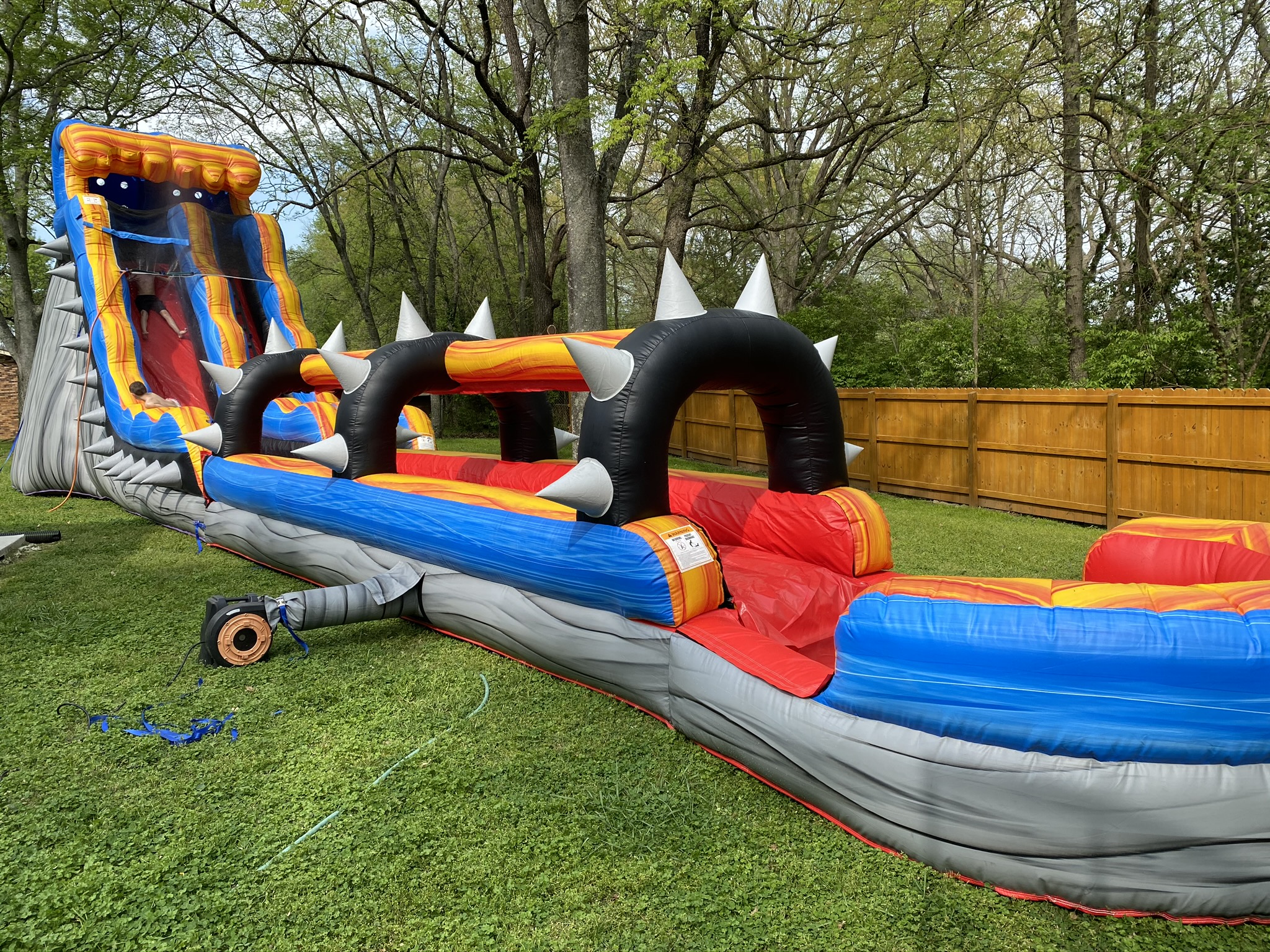 inflatable bounce house and water slide