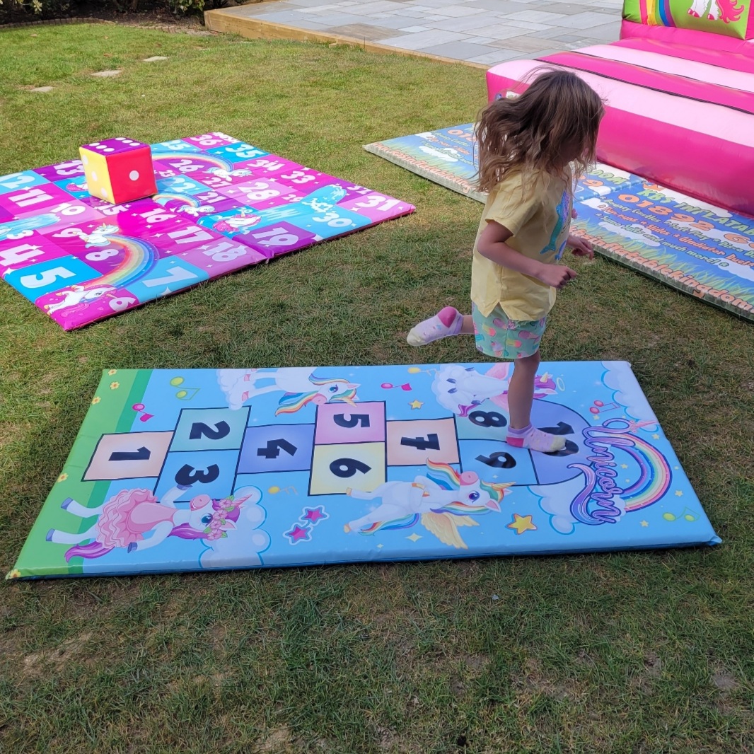 Unicorn themed Hop Scotch + Snakes and Ladders Package Best Bouncy