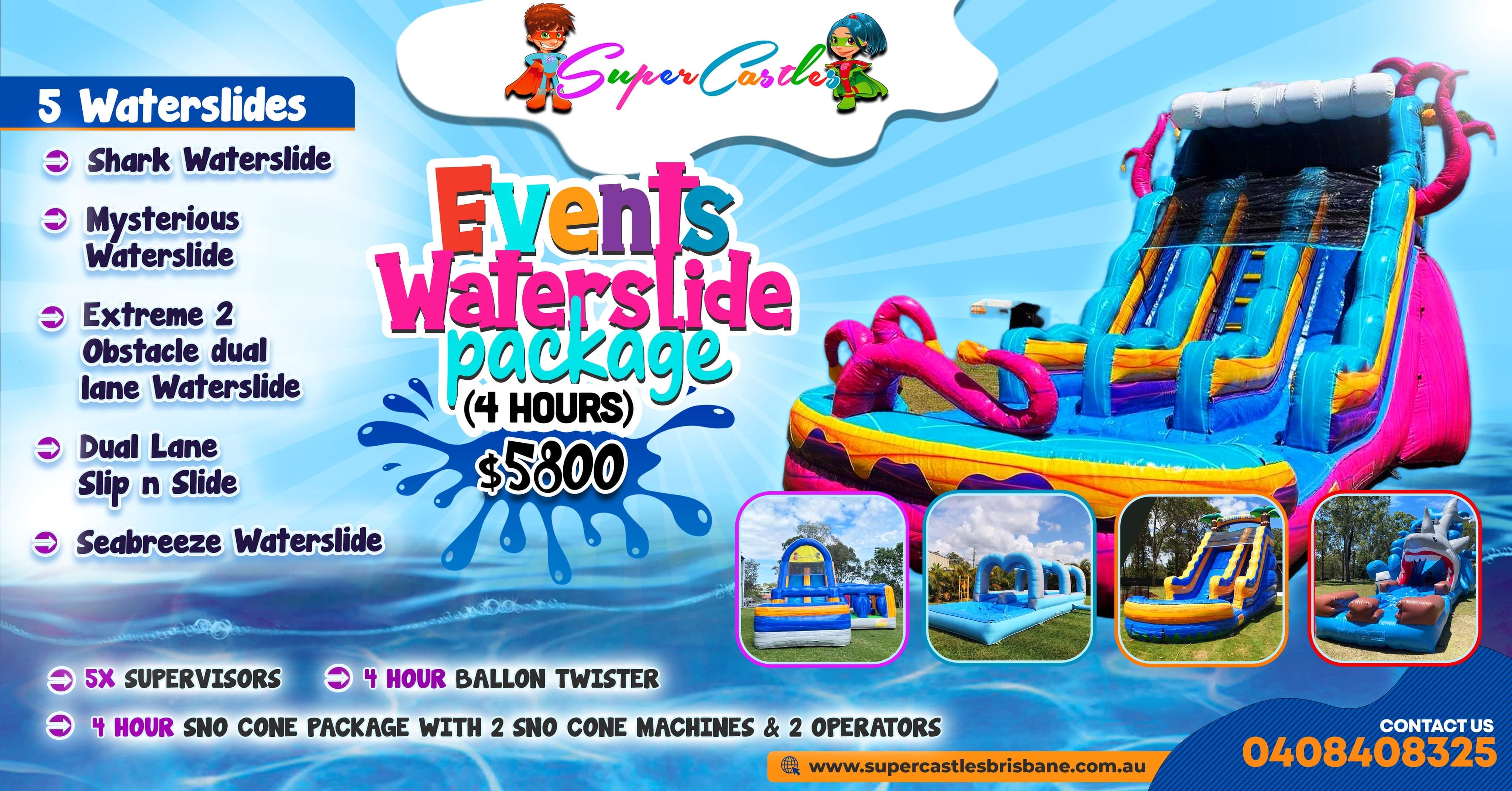 Events Waterslide Package Jumping Castle Hire Brisbane, Jumping