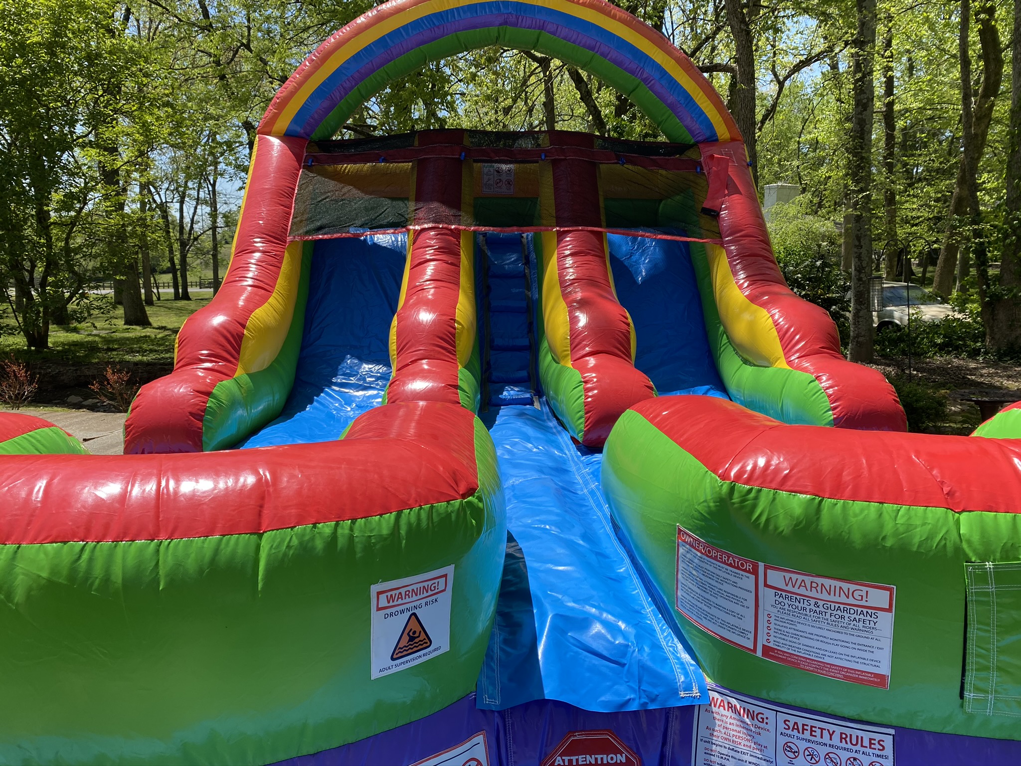 inflatable bounce house and water slide