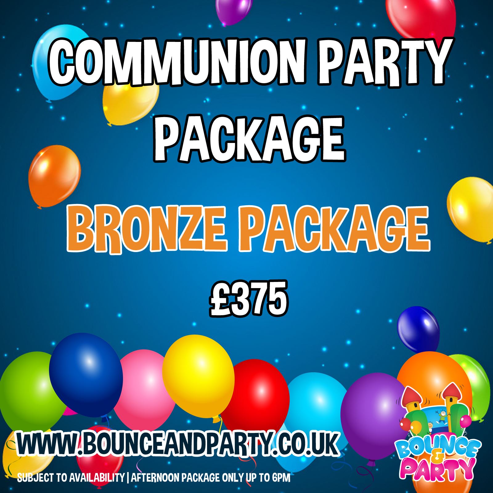 Bronze Communion Party Package Bouncy Castles, Magic Shows & Children