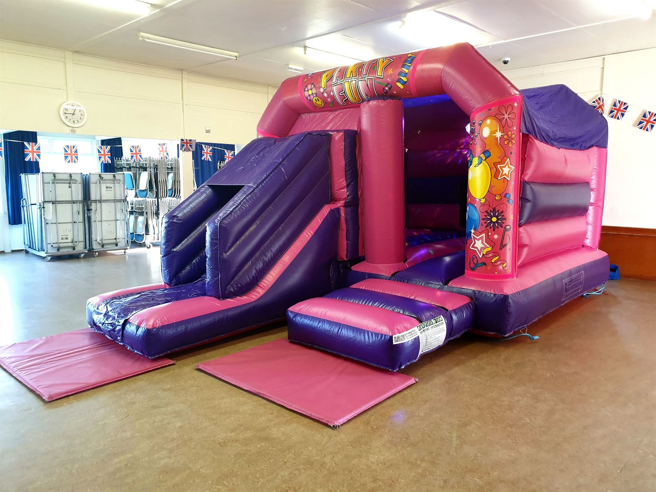 pink and purple bouncy castle