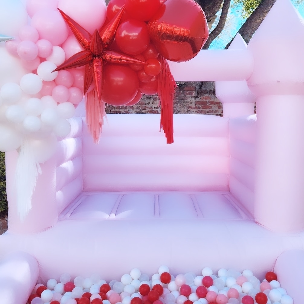 Toddler Pastel Pink Bounce House with Ball Pit Rental Houston, TX
