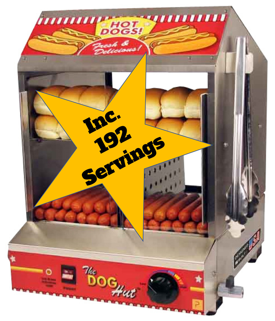 Hot Dog Hut Steamer inc 192 Servings - Best Bouncy Castles, Rodeo Bulls ...