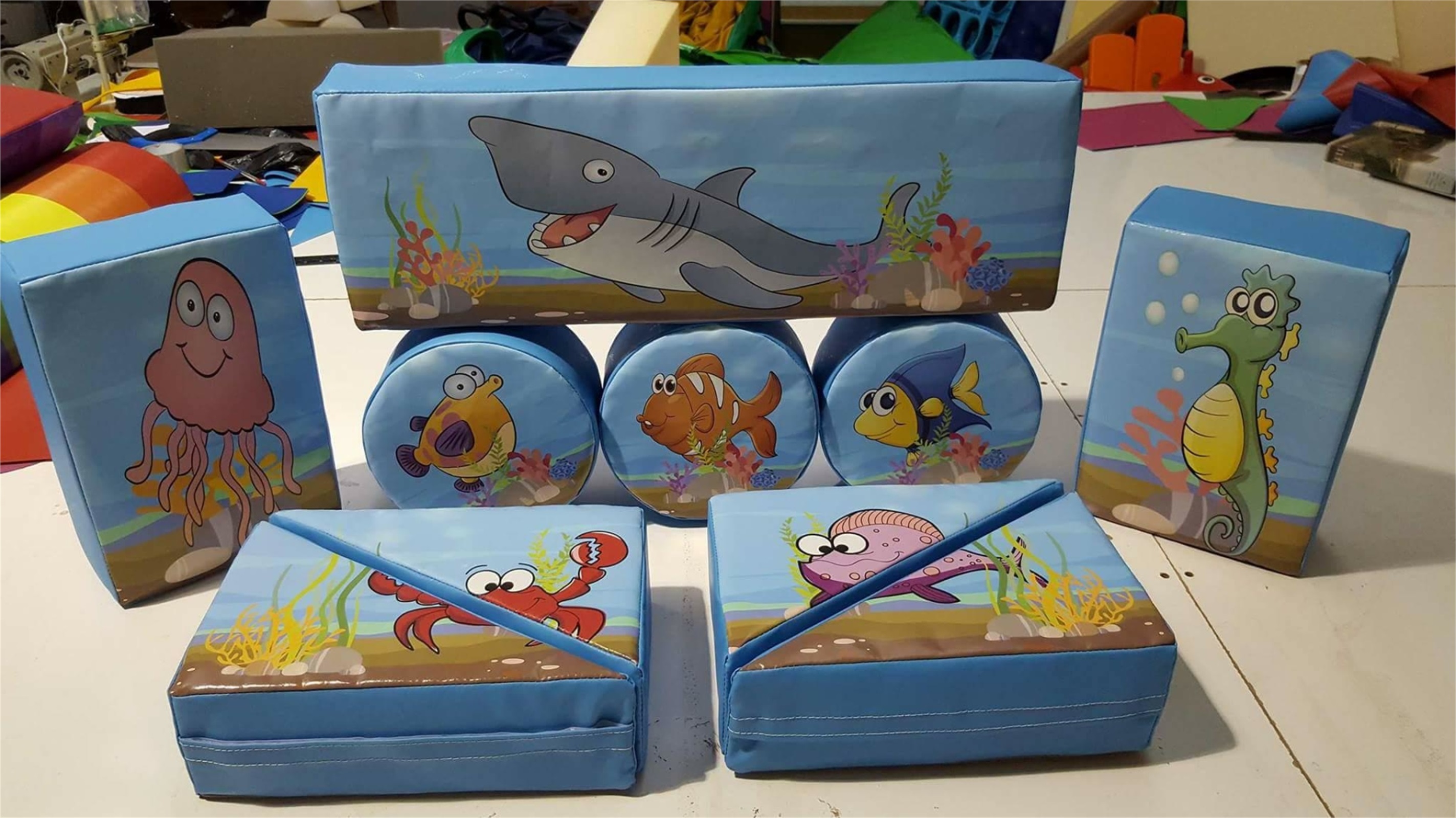 Sea Life set of 10 Soft Play Shapes With Soft Play Mats Bouncy Castle