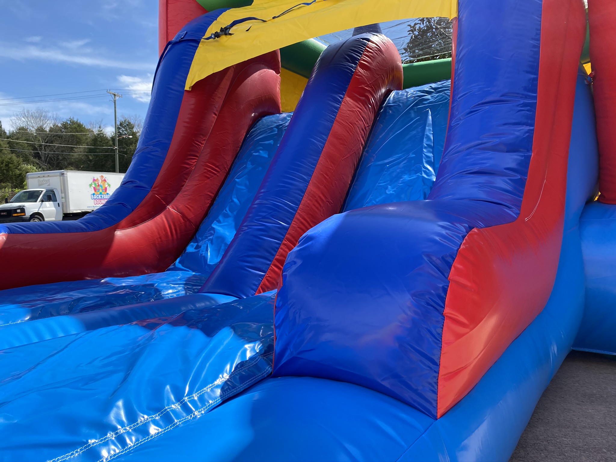 bounce house with waterslide