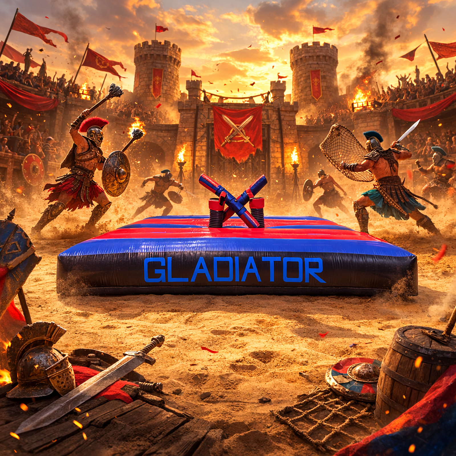 Inflatable Gladiator Game Hire | Airplay Inflatables