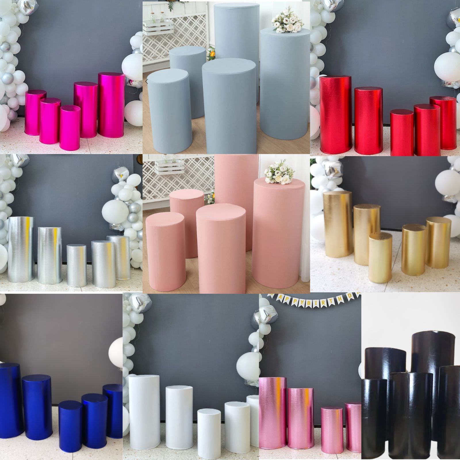 35" CYLINDER PLINTH/COVERS MULTI Event Hire in Bermuda SoNSo Hires