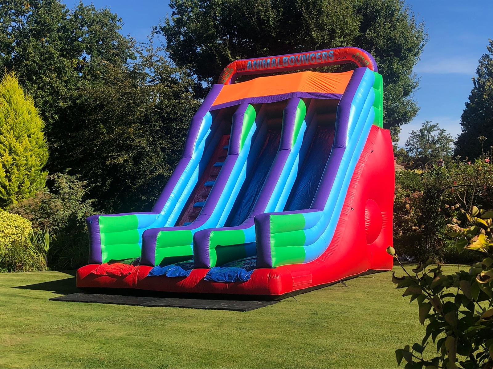 12ft Platform Twin Lane Rainbow Slide - Bouncy Castle Hire, Fairground ...