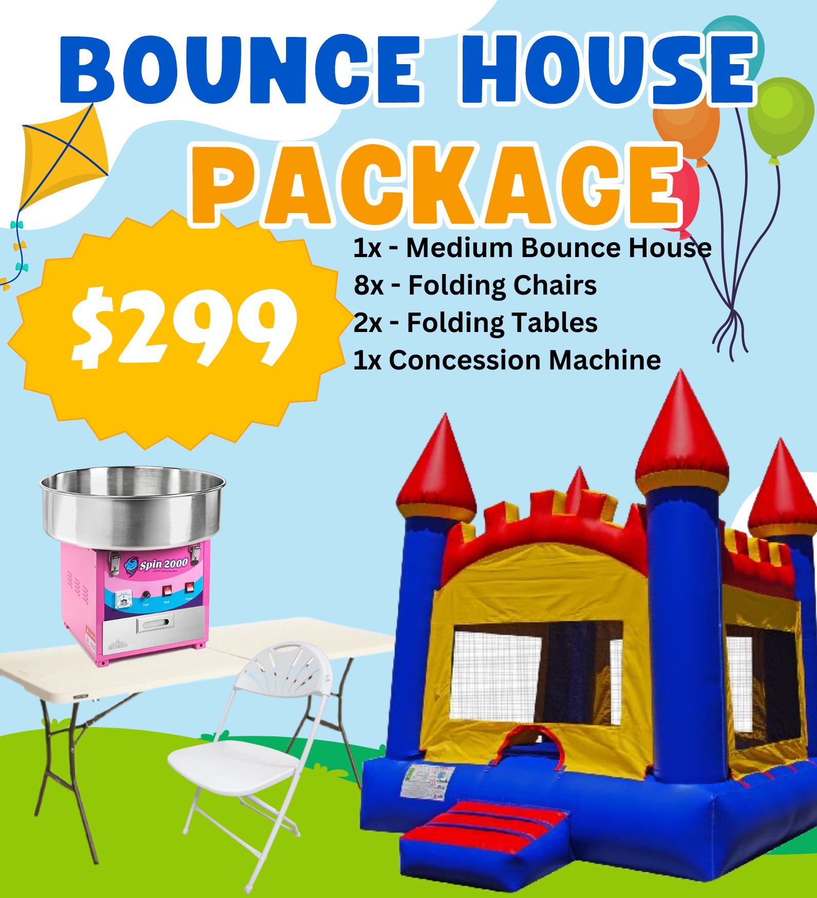Package Bounce, Concession, Tables and Chairs! Bounce House Rentals