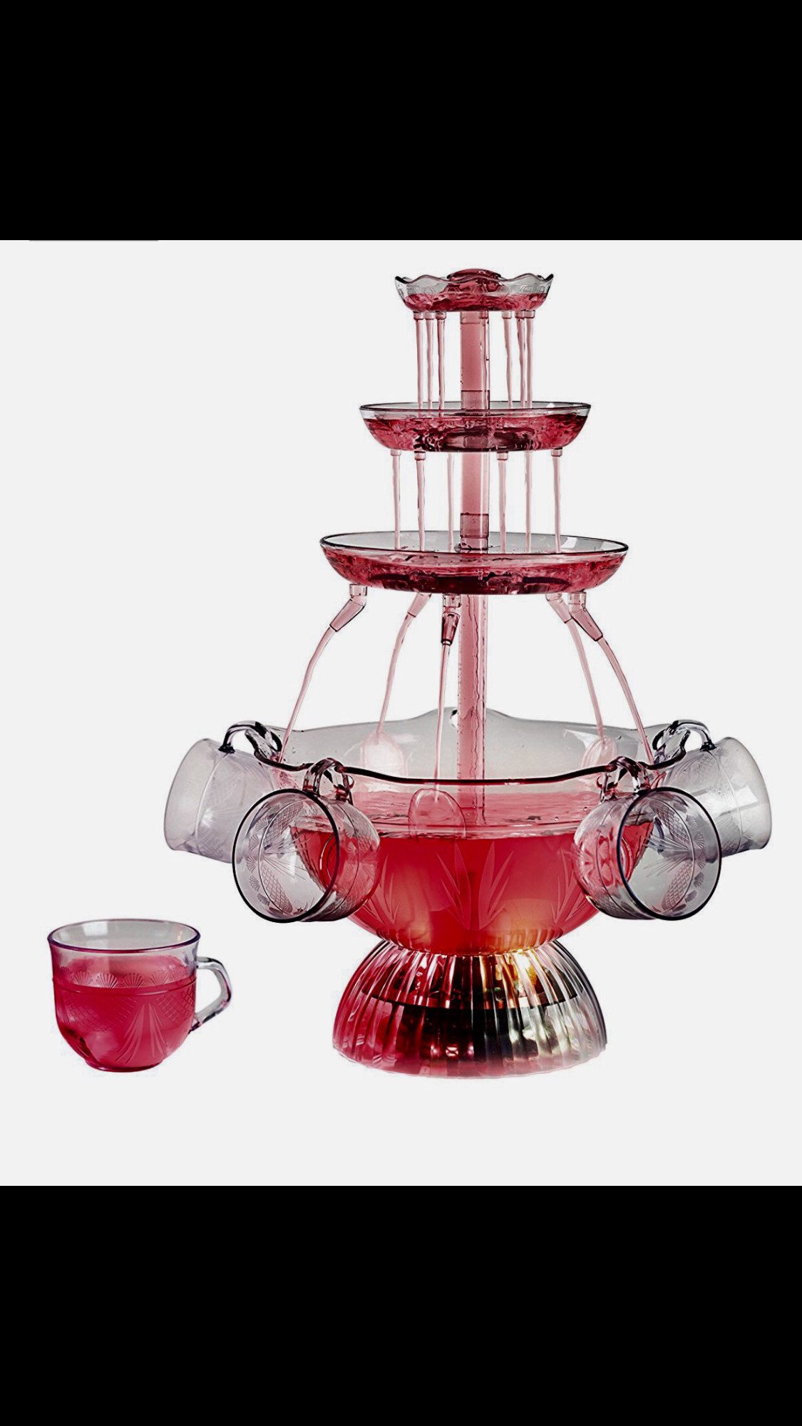 Nostalgia 3-Tier Lighted Party Fountain - Clear