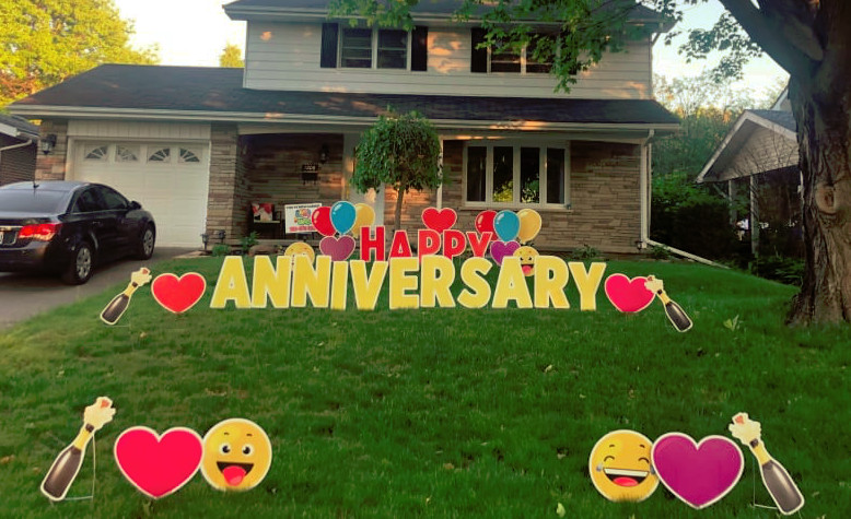 Happy Anniversary - Lawn Sign Rental in Belleville