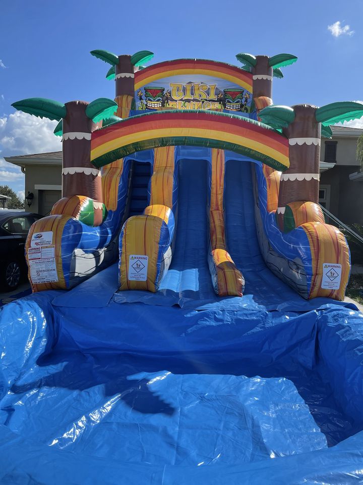 18ft Tiki Plunge Double Lane Deep Pool Best Waterslides, Bounce House