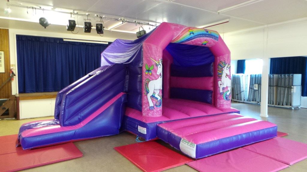 pink and purple bouncy castle