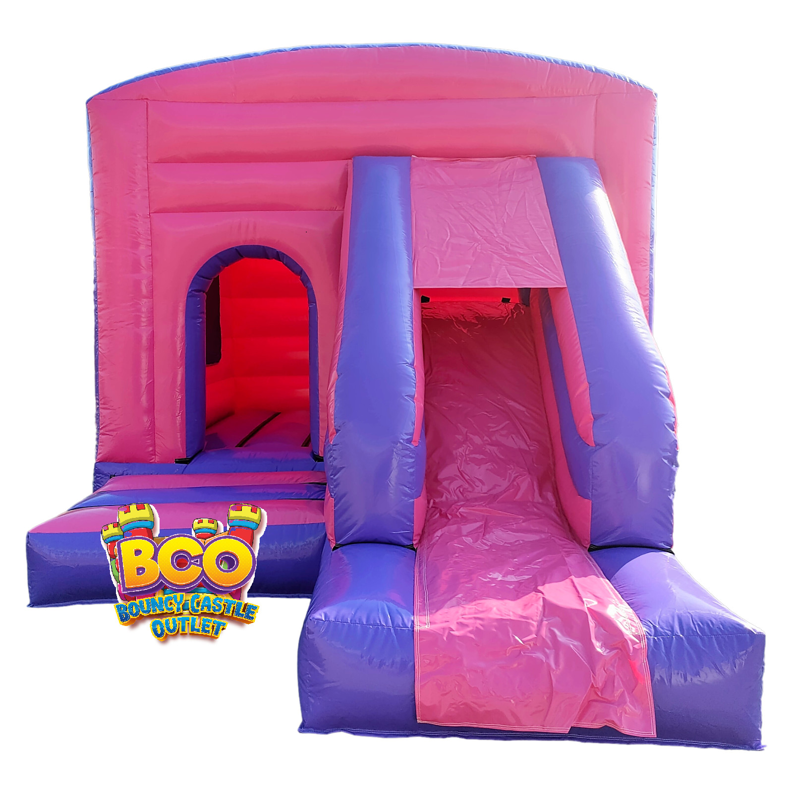 pink and purple bouncy castle