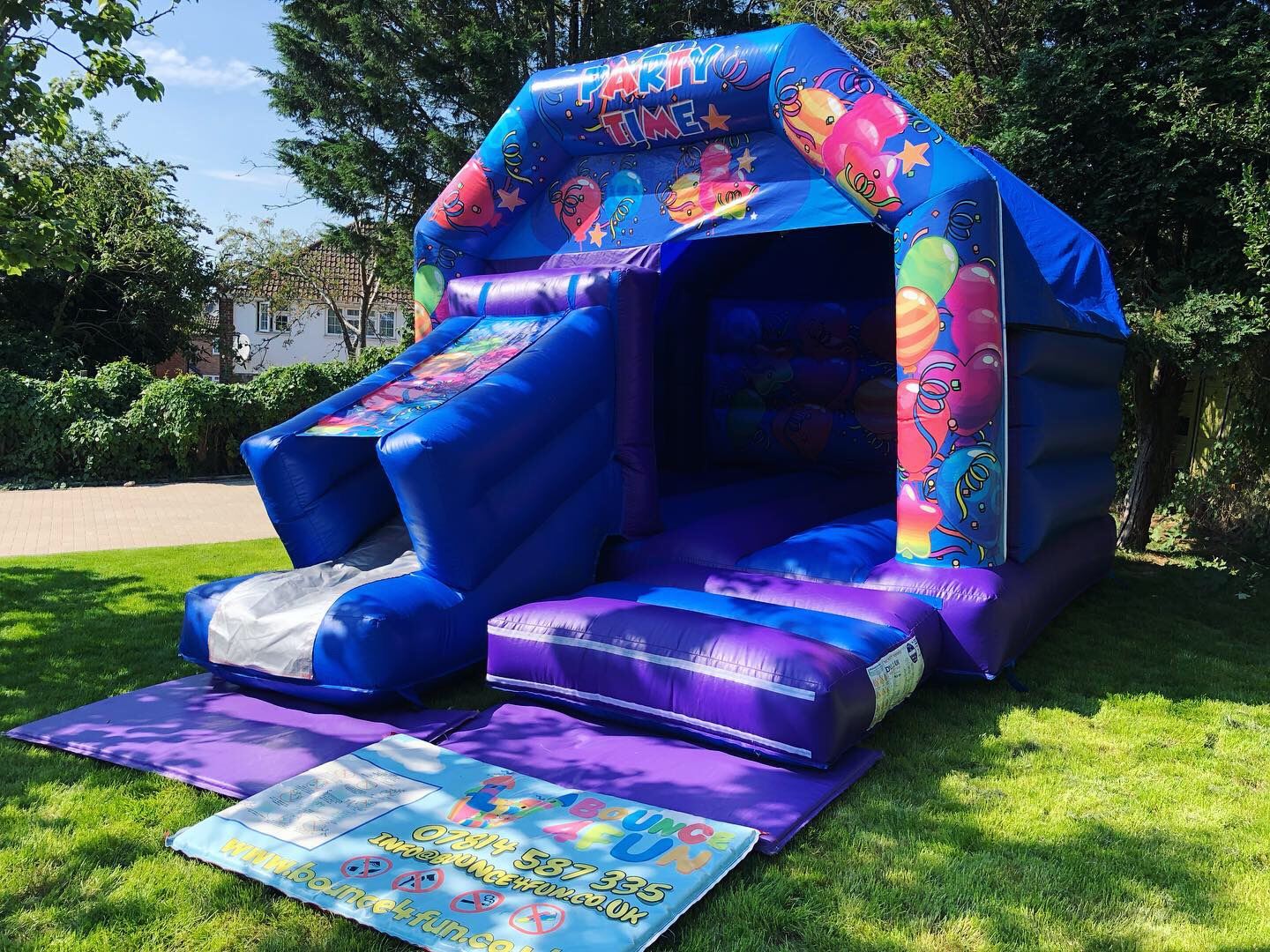 Party Time Bouncy Castle and Slide Combo 15f x 18ft Bouncy Castle