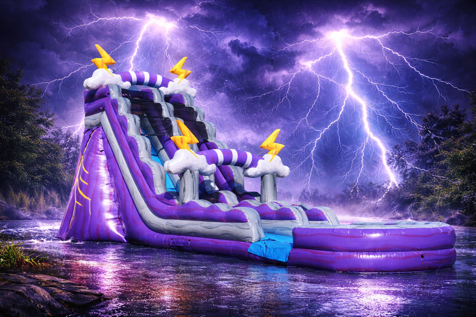 22 Ft Lightning and Thunder Waterslide - Bounce House Rental in