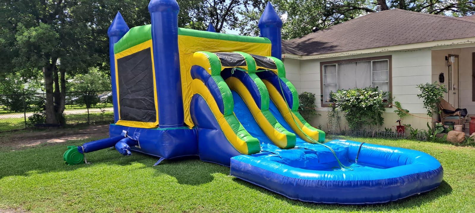 Blue Moonwalk w/double slide and pool Best Inflatable,Tent & Bounce