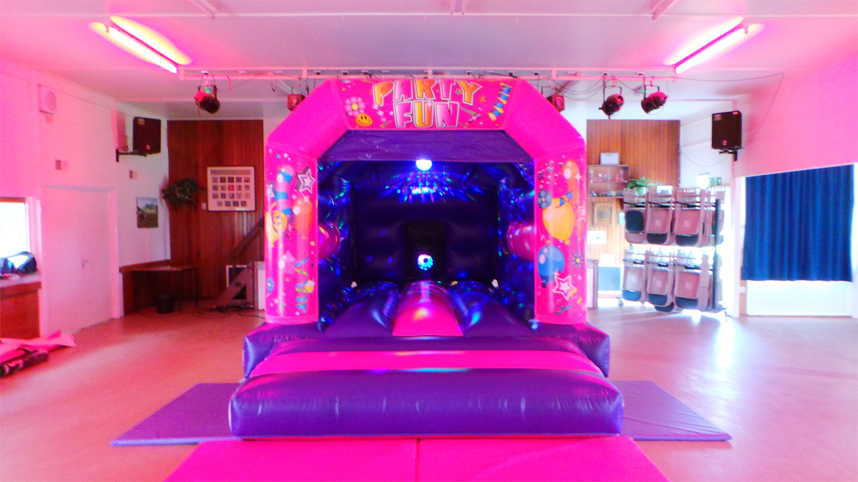 pink and purple bouncy castle