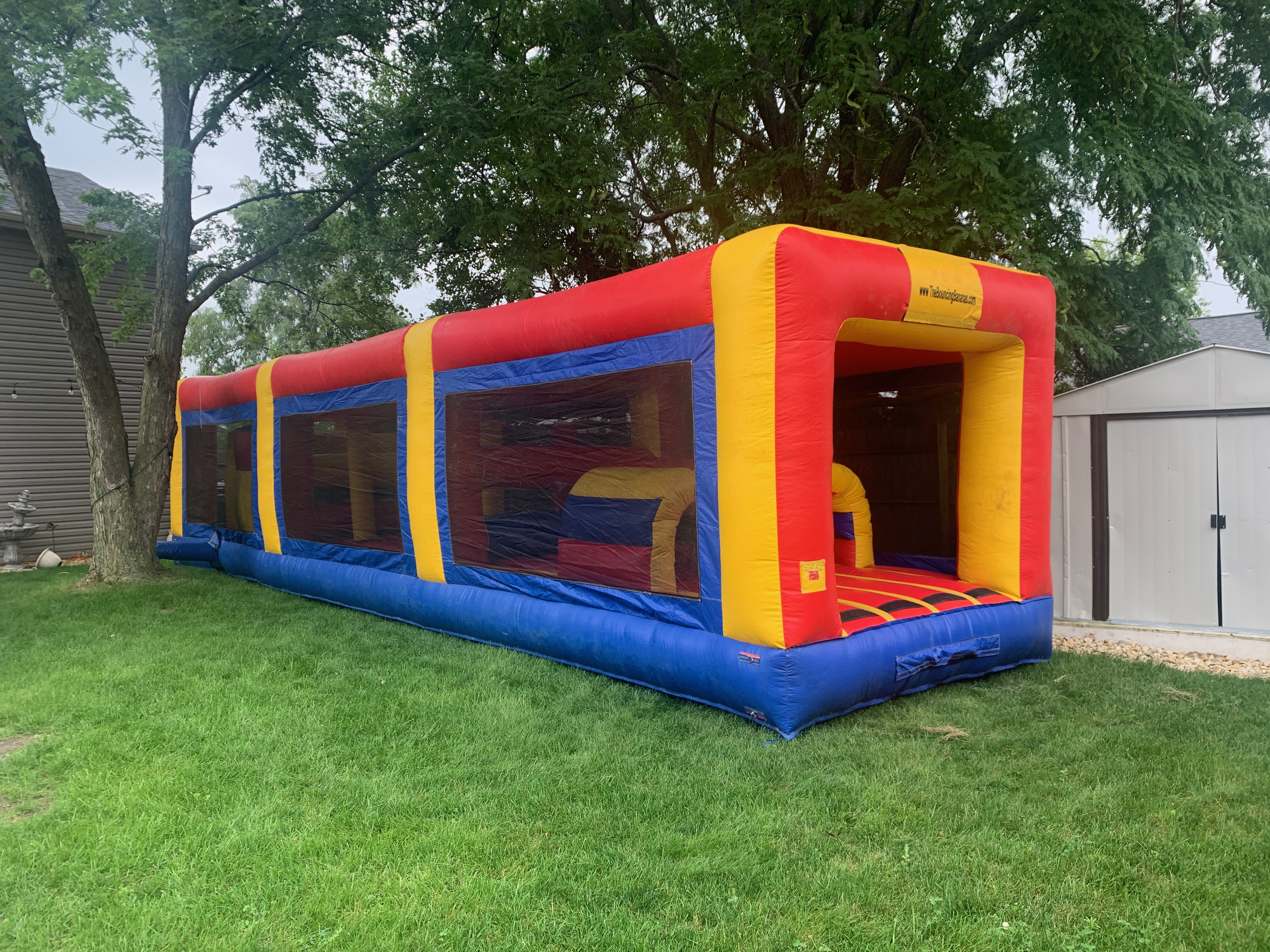 Pool Table With Obstacles 65 Foot Dual Lane Obstacle Course W/ Slide/Pool - Inflatable and Bounce ...