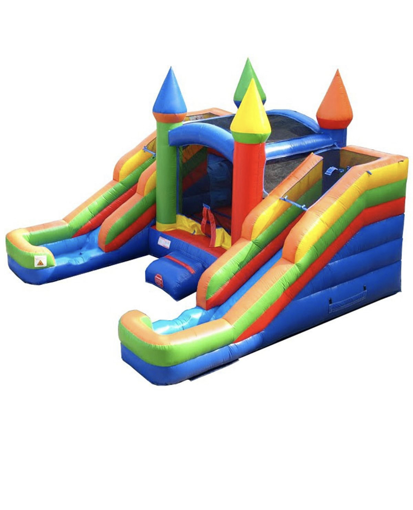 Multi colored double slide combo - Bounce House Rental, Water slide ...