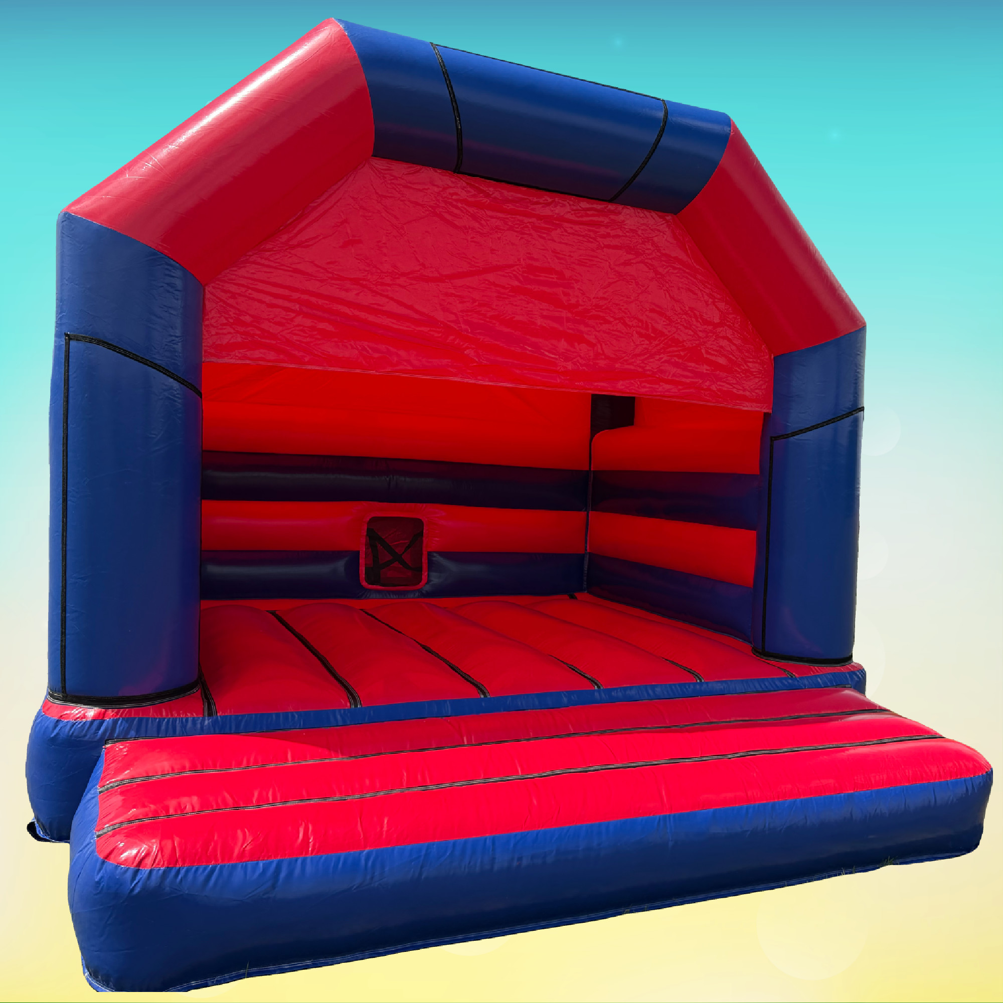 Red and Blue Large Bouncy Castle 15ft x 15ft - corporate event hire Birmingham