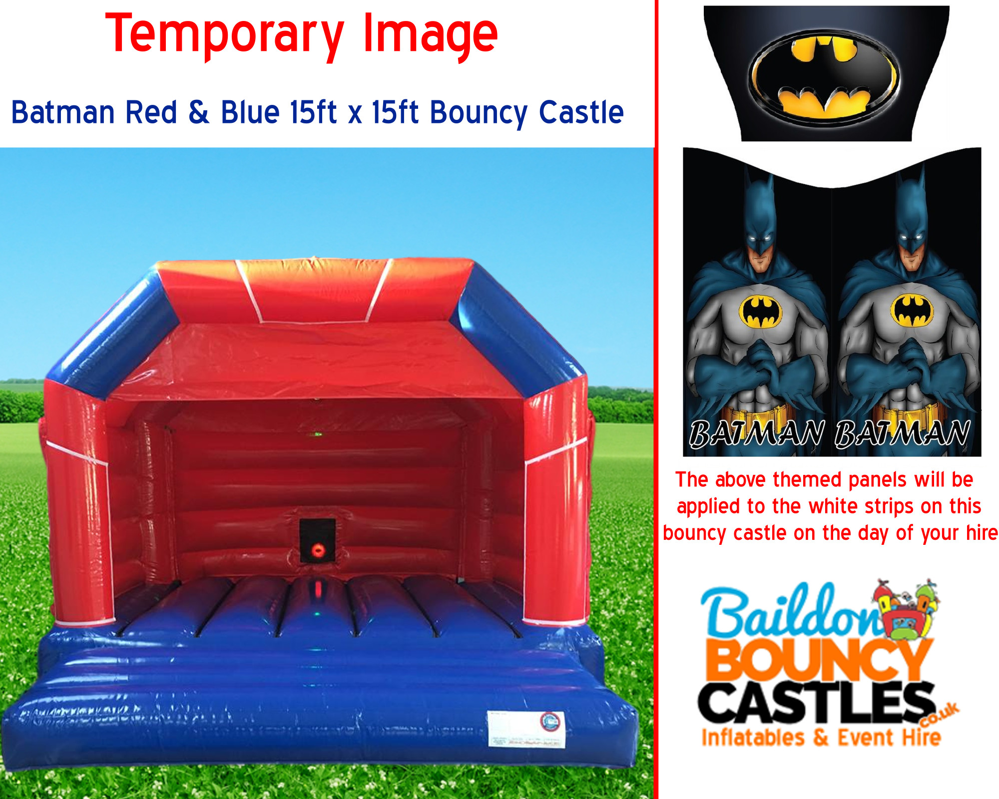 Batman Theme Bouncy Castle - Red & Blue - 15 x 15ft - Bouncy Castle ...