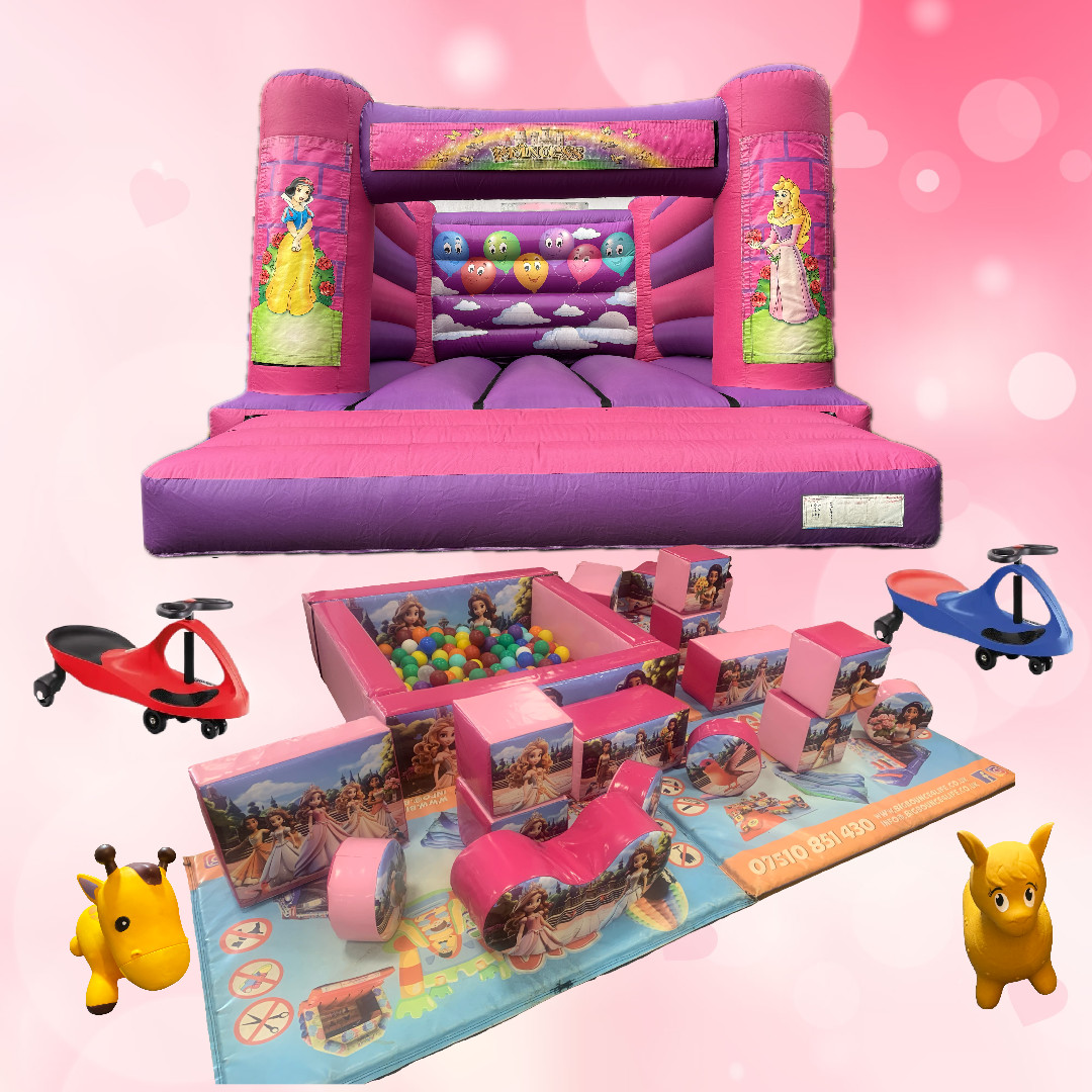Princess Low Height Bouncy Castle Package 2 - Silver Party Package