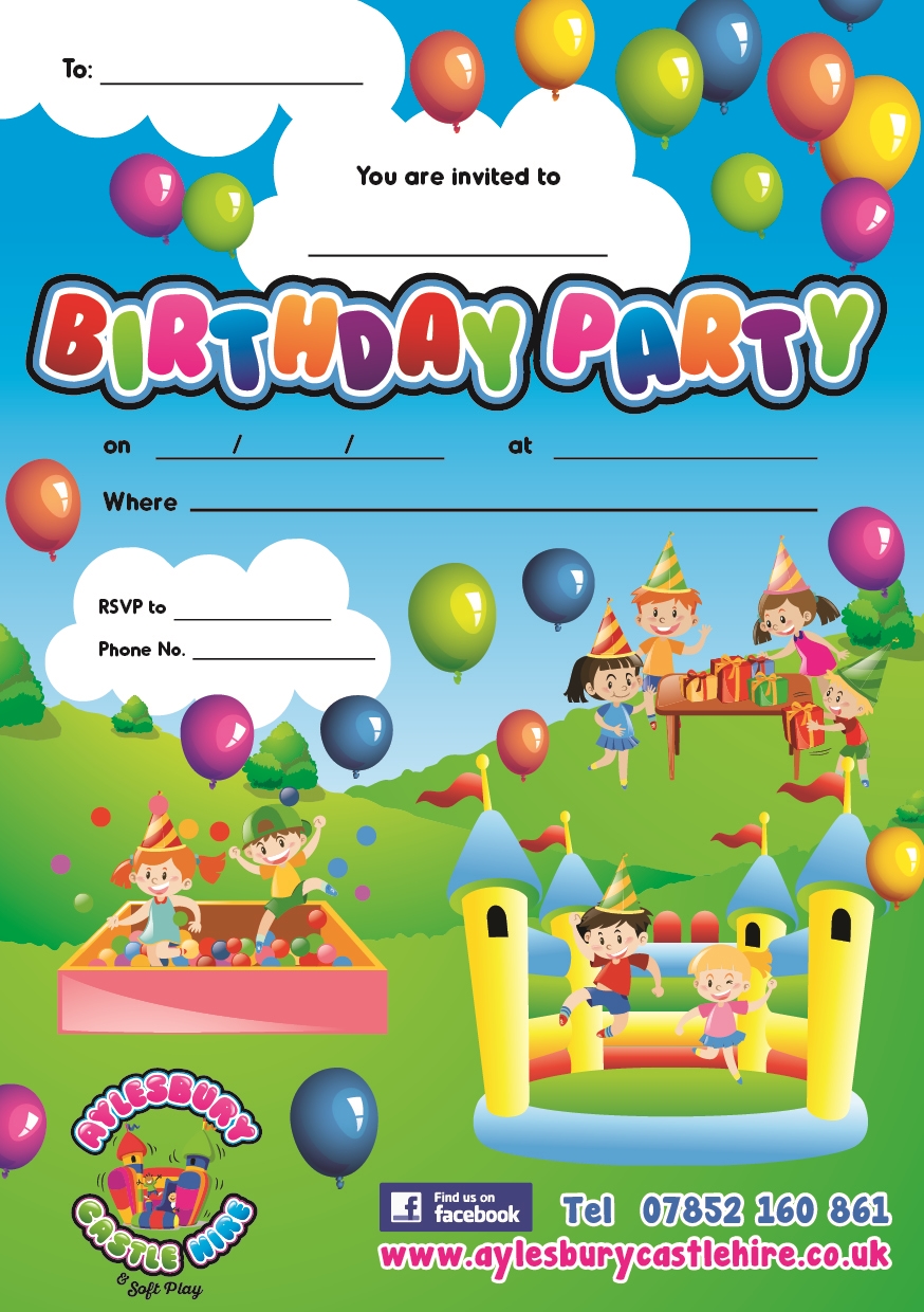 Free Birthday Party Invitations Bouncy Castle Hire in Aylesbury