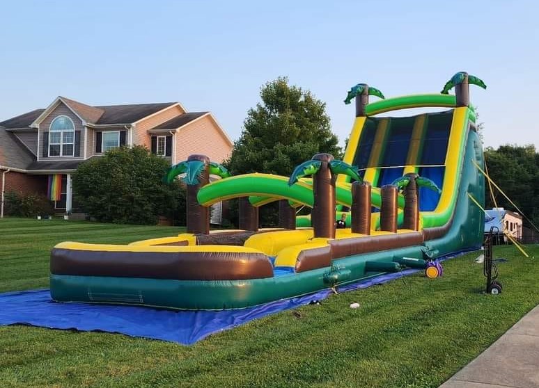 26ft Mighty Tropical Dual Lane with Slip n Slide (2 day rental) - Hire ...