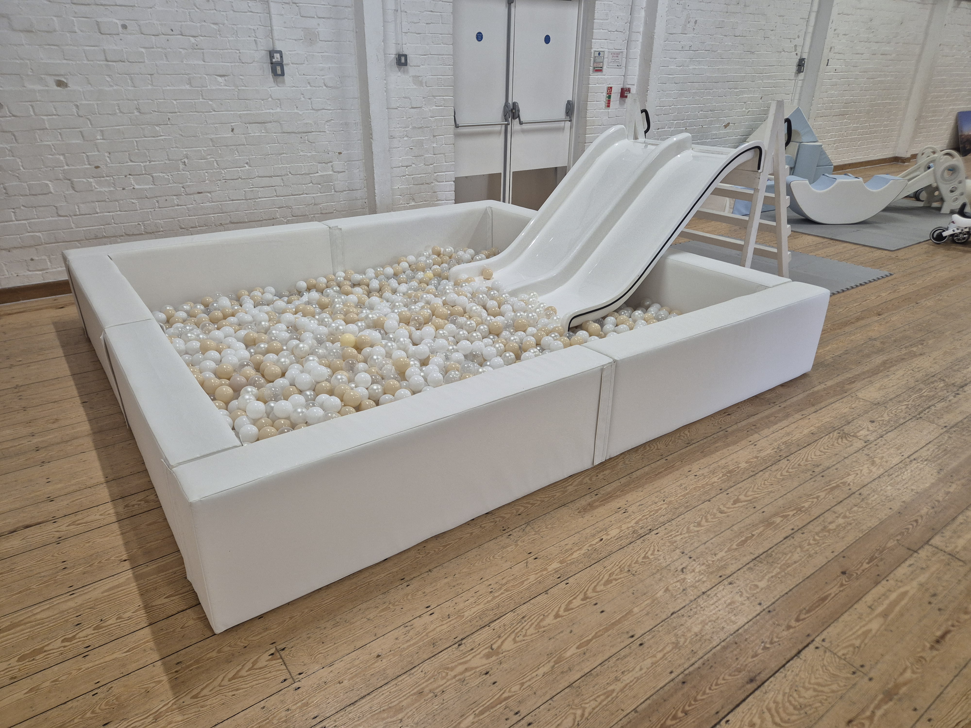 white ball pit with double slide - Best ball pit in hampshire