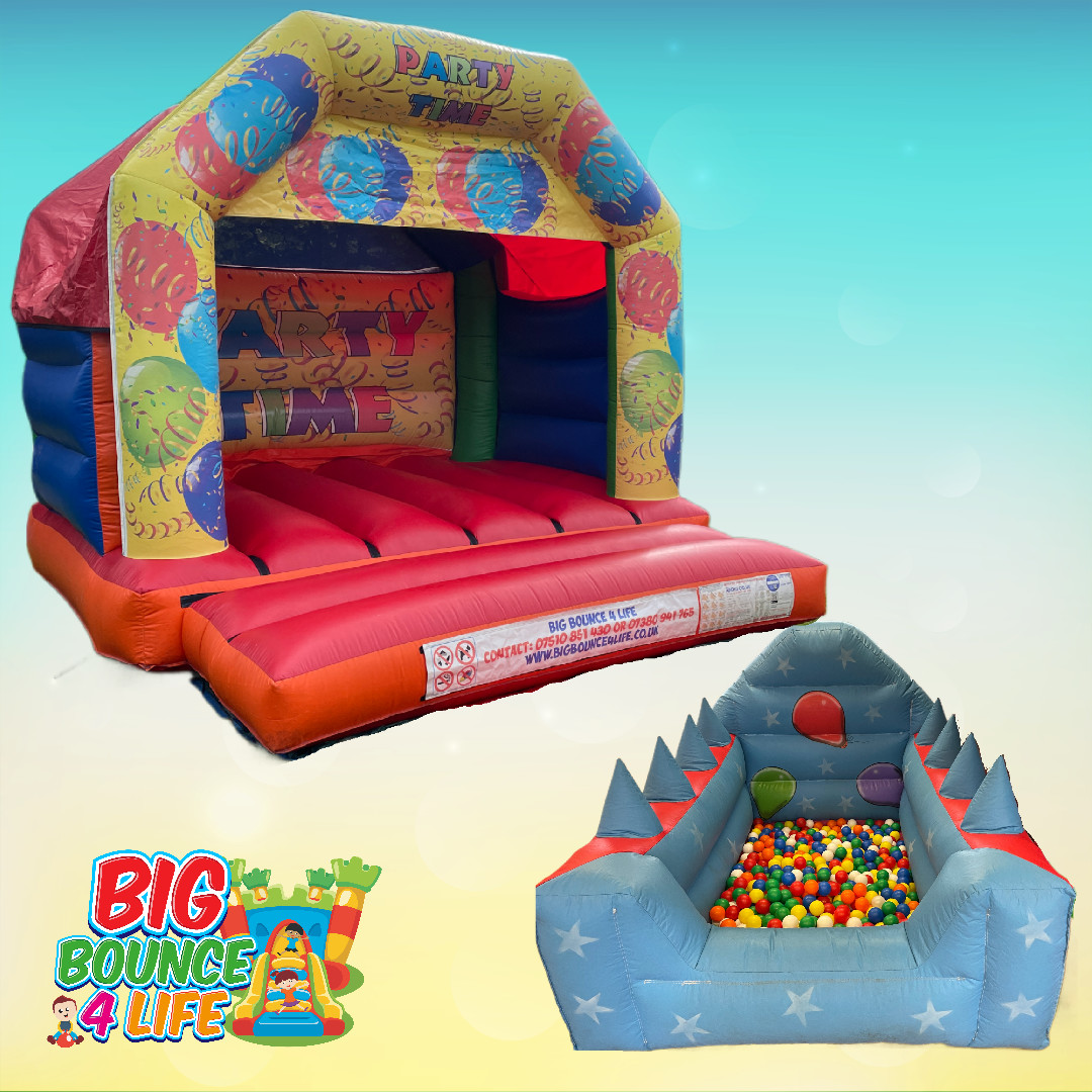 Party Time 12ft x 12ft Bouncy Castle + ANY Ball Pit