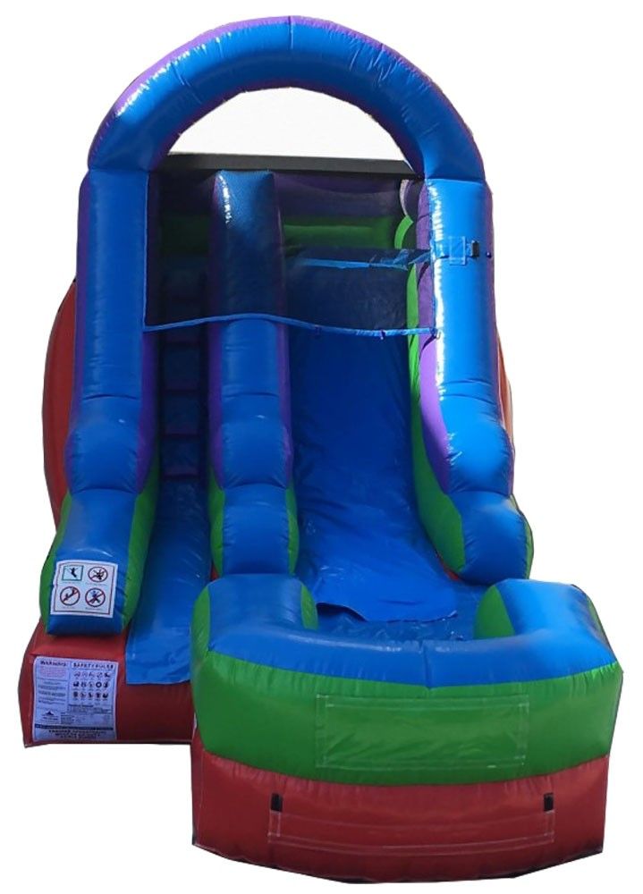 Retro Rainbow 13ft Water Slide Bounce House Hire + Yard Greetings in
