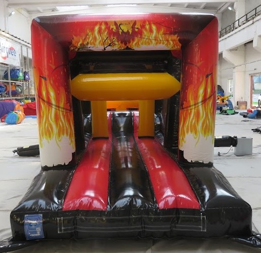 Assault Course Inflatable Burning Flames theme 60ft x 10ft - Bouncy ...