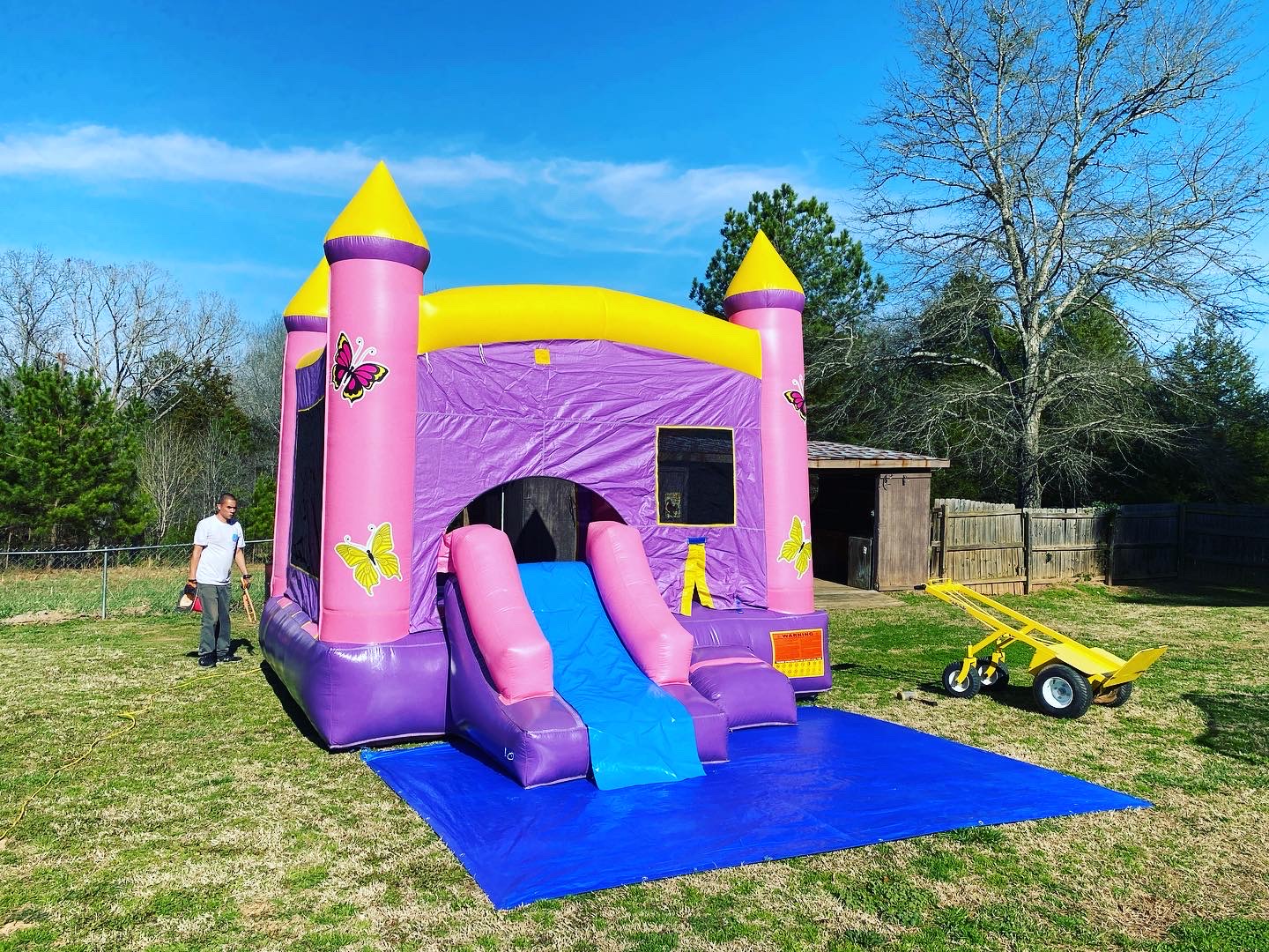 Butterfly Combo Bounce House and Waterslide Rentals in Gray Court