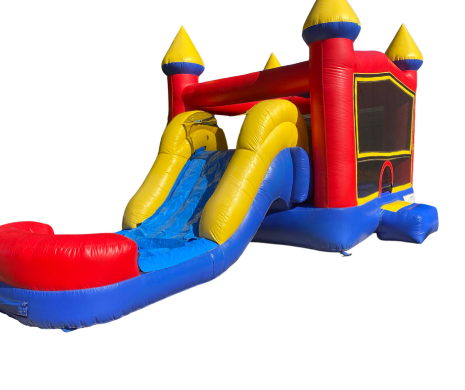 Red and Blue Castle Combo Bounce House Best Party Rentals service in