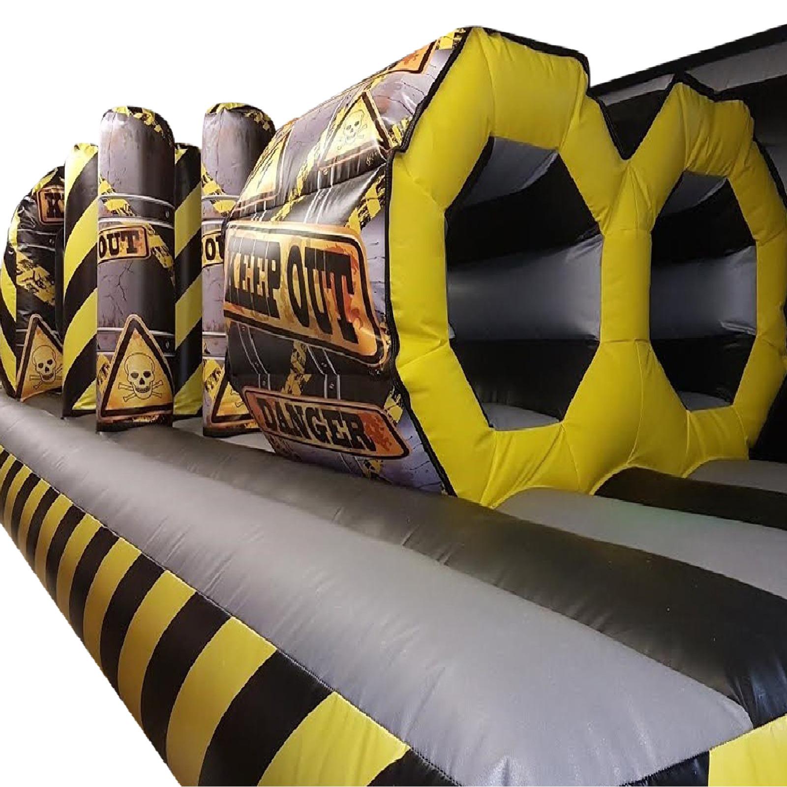 Bb 1026 10x40x8ft Indoor Knockout Run Black Silver Yellow Keep Out Danger Bouncy Castle Manufacture Sales In United Kingdom Leeds London France Spain Holland Europe Ireland Paris, périgueux, ascot vale, melbourne, balwyn north. better bounce