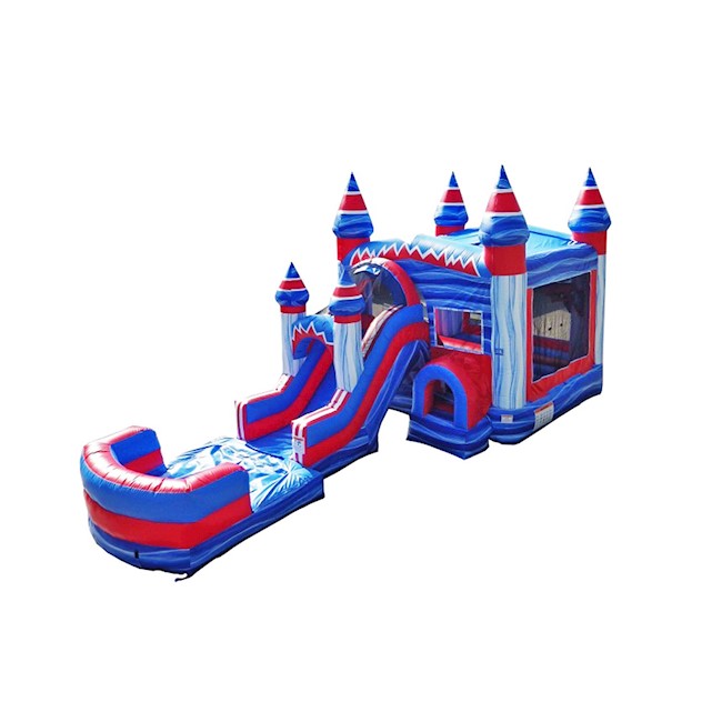 Red and Blue Mega Combo with Splash Pad Best Inflatable and Bounce