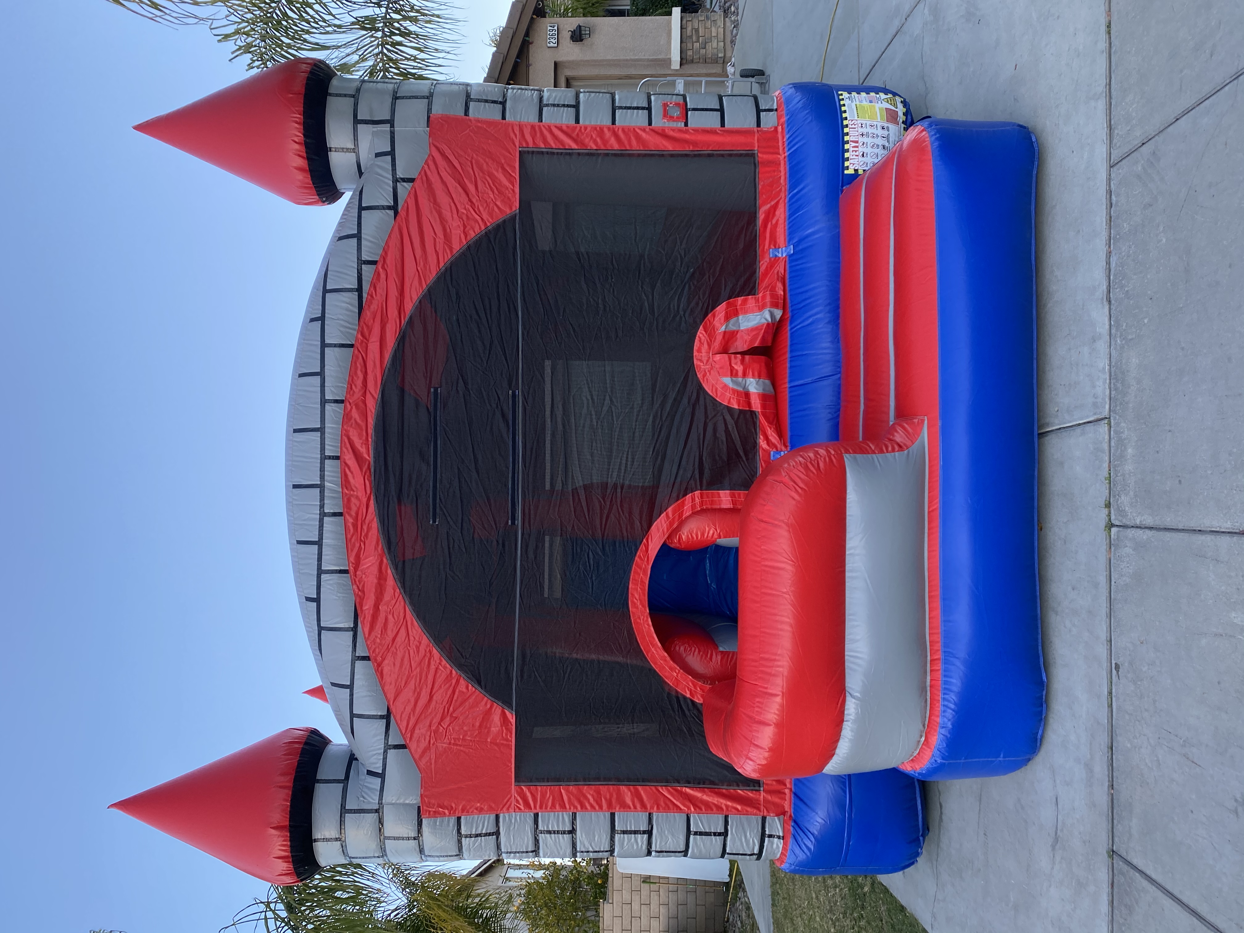 5 in 1 Brick Castle Combo Bounce House Rental, Laser Tag, Water Slide