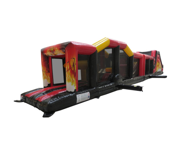 Assault Course Inflatable Burning Flames theme 60ft x 10ft - Bouncy ...