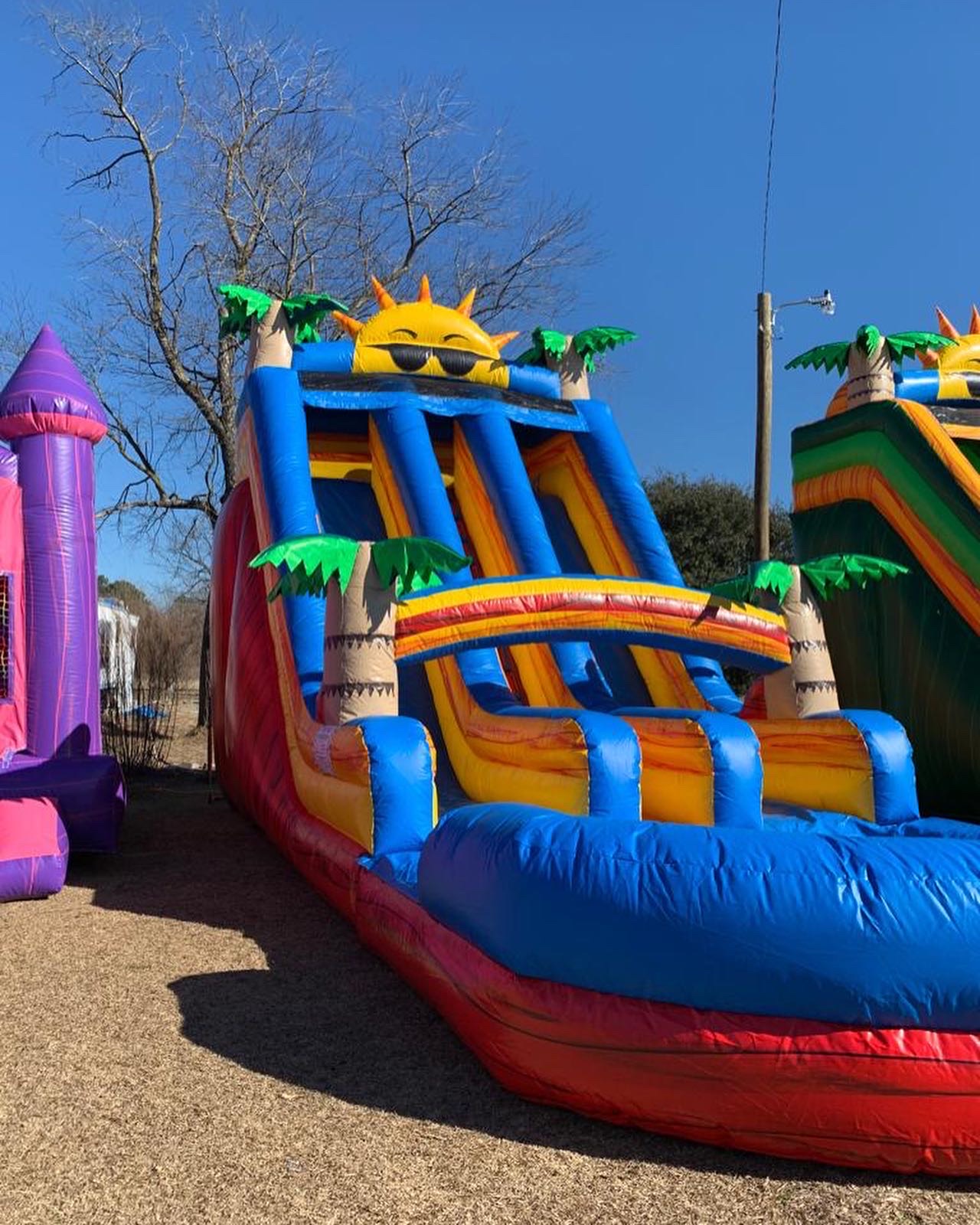 20ft red double water slide Best Party Rentals service in Albertson