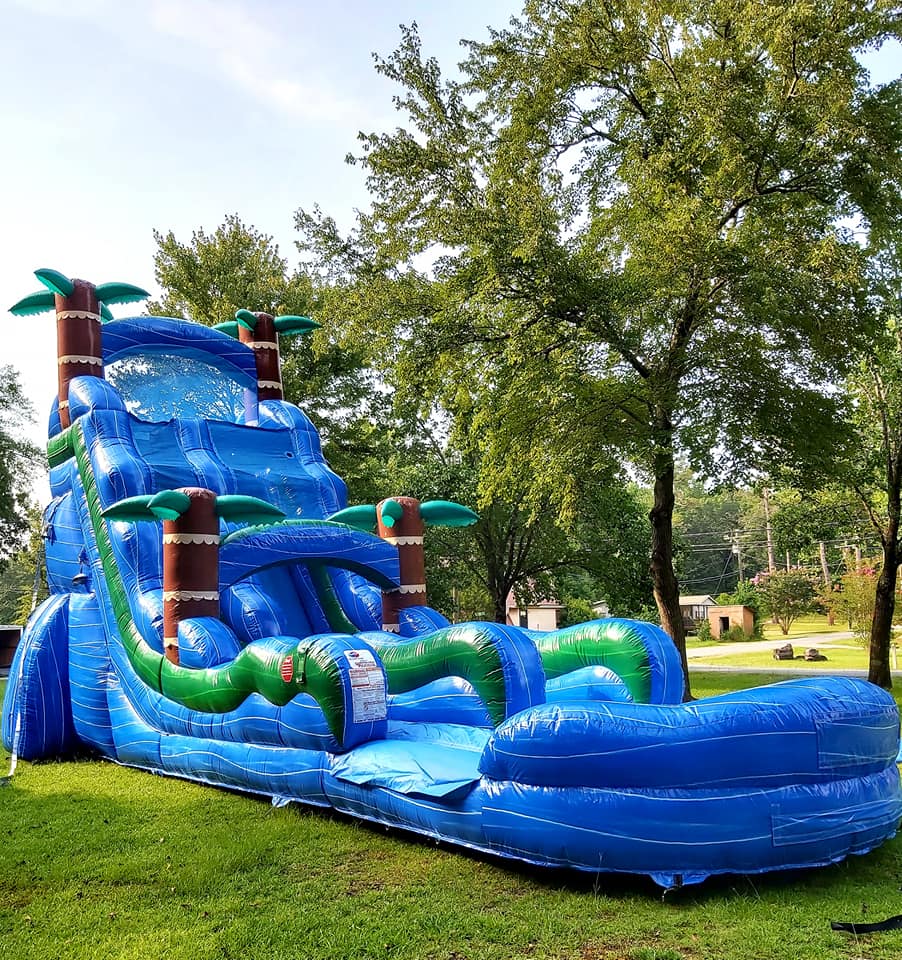 24ft Blue Hurricane Bounce house and water slide rentals in Ivey Gray
