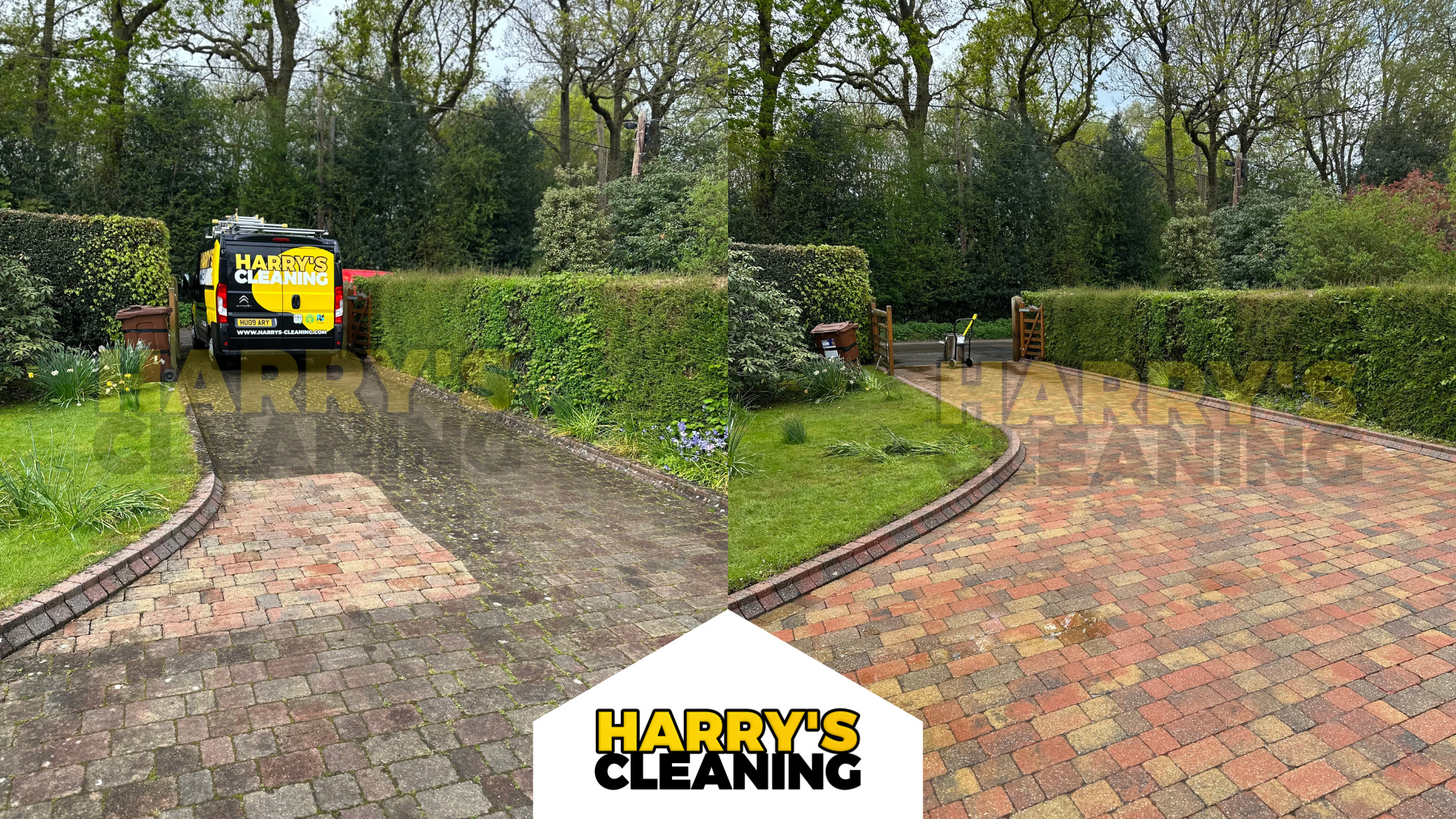 Pressure washed block paving driveway