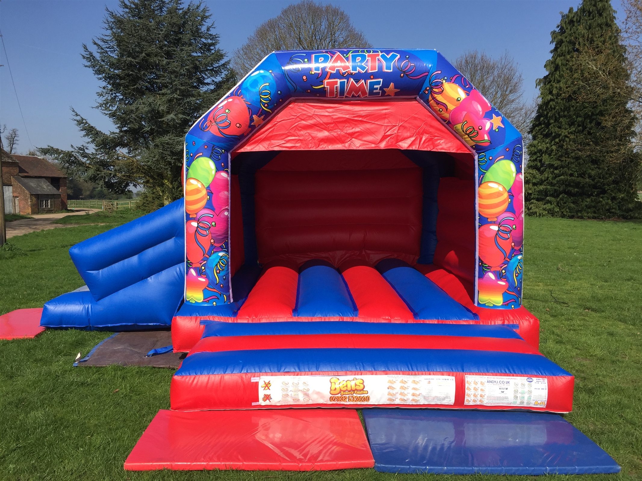 Blue Celebration Bounce and Side Slide - Best Bouncy Castle Hire ...